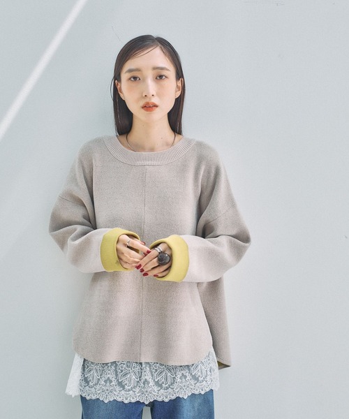 LEPSIM(レプシィム)の「MOUL/リバーシブルモールニットプルオーバー 1079918(ニット/セーター・レディース・アイボリー/ブラック系その他/グリーン/ブラウン/チャコールグレー/ブラック・FREE)」の2枚目の写真
