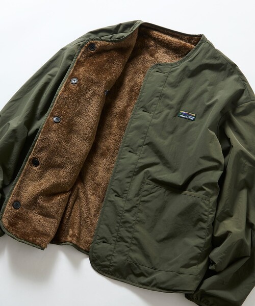 FREAK'S STORE（フリークスストア）の「限定展開 ワンポイントロゴ リバーシブル クルーネック ブルゾン（ブルゾン・メンズ・レオパード/オリーブ/ブラック/チャコールグレー/ネイビー・MEDIUM/LARGE/X-LARGE/SMALL）」の4枚目の写真