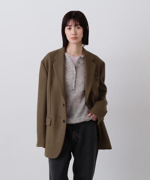 YLEVE(イレーヴ)の「YLEVE / NON MULESING WOOL OVERDYE MELTON JACKET(テーラードジャケット・レディース・ブラウン/グレー・1/0)」の2枚目の写真