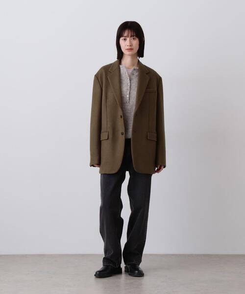 YLEVE(イレーヴ)の「YLEVE / NON MULESING WOOL OVERDYE MELTON JACKET(テーラードジャケット・レディース・ブラウン/グレー・1/0)」の6枚目の写真