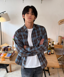 AMOU Core Flannel Shirts BROWN