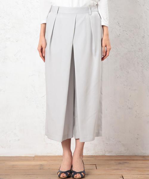 green label relaxing(グリーンレーベルリラクシング)の「CR TE TK クロップドWIDE パンツ◆(その他パンツ・レディース・ライトグレー/ネイビー・40/38)」の4枚目の写真