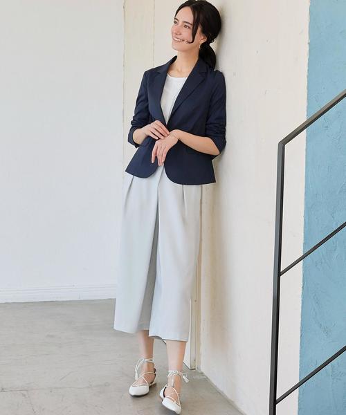 green label relaxing(グリーンレーベルリラクシング)の「CR TE TK クロップドWIDE パンツ◆(その他パンツ・レディース・ライトグレー/ネイビー・40/38)」の5枚目の写真