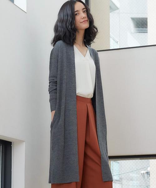 定番　グレー プリーツデザイン カーディガン forksy.】バイカラーラインオーバーサイズカーディガン forksy.│MONO