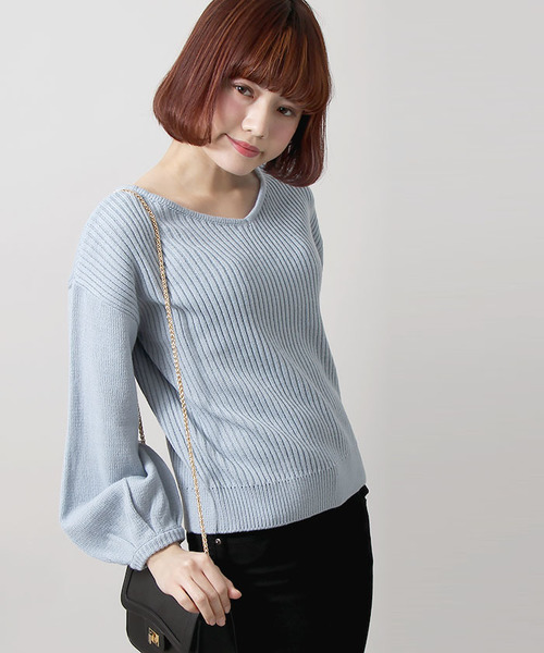 WEGO（ウィゴー）の「WEGO/2WAYボリュームパフスリーブニット（ニット/セーター・レディース・杢グレー/ライトピンク/アイボリー/サックスブルー/グリーン・FREE）」の5枚目の写真