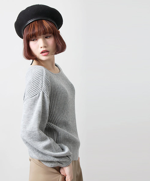 WEGO（ウィゴー）の「WEGO/2WAYボリュームパフスリーブニット（ニット/セーター・レディース・杢グレー/ライトピンク/アイボリー/サックスブルー/グリーン・FREE）」の19枚目の写真