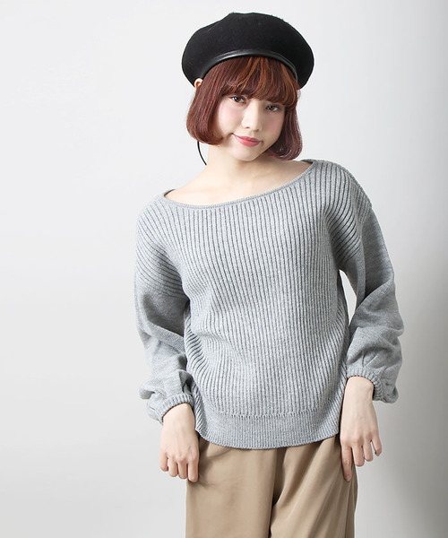 WEGO（ウィゴー）の「WEGO/2WAYボリュームパフスリーブニット（ニット/セーター・レディース・杢グレー/ライトピンク/アイボリー/サックスブルー/グリーン・FREE）」の20枚目の写真