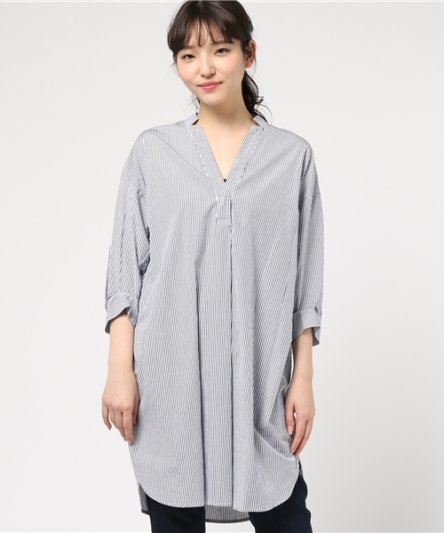 PAPILLONNER（パピヨネ）の「ストライプシャツ（シャツ/ブラウス・レディース・オフホワイト/ネイビー・FREE）」の2枚目の写真