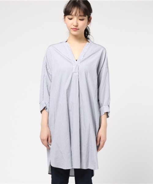 PAPILLONNER（パピヨネ）の「ストライプシャツ（シャツ/ブラウス・レディース・オフホワイト/ネイビー・FREE）」の3枚目の写真