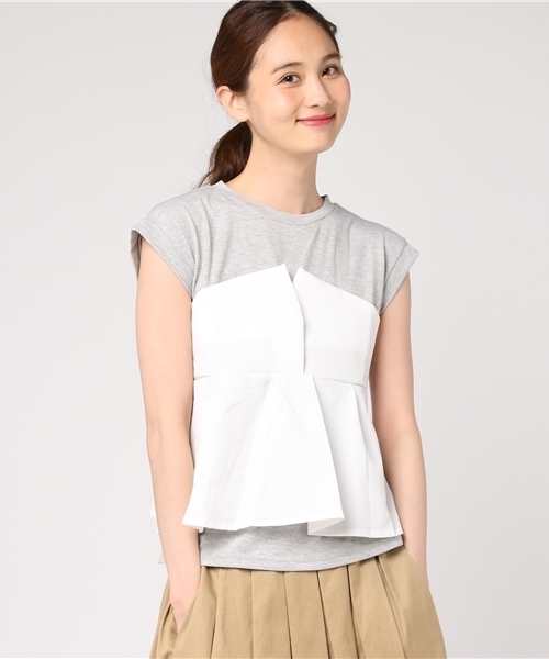 MERLOT（メルロー）の「タックフレアヘムビスチェＴシャツ618-6527（Tシャツ/カットソー・レディース・ホワイト/ピンク/ネイビー/ライトブルー/A/ブラック/オレンジ・FREE）」の20枚目の写真