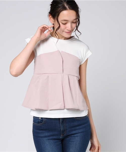 MERLOT（メルロー）の「タックフレアヘムビスチェＴシャツ618-6527（Tシャツ/カットソー・レディース・ホワイト/ピンク/ネイビー/ライトブルー/A/ブラック/オレンジ・FREE）」の15枚目の写真