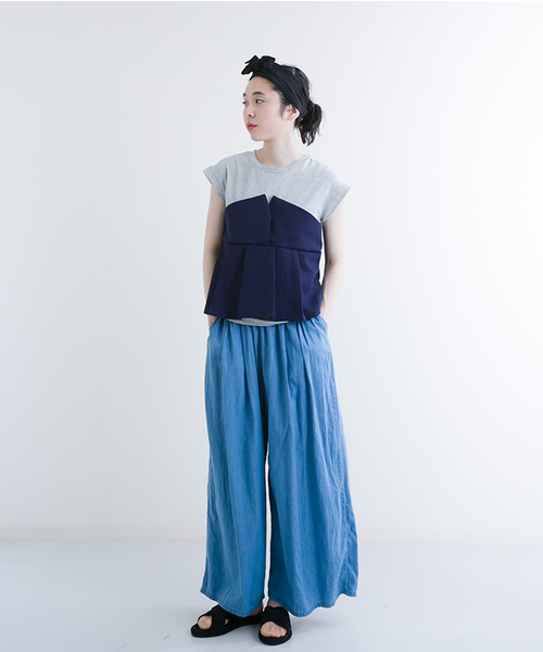 MERLOT（メルロー）の「タックフレアヘムビスチェＴシャツ618-6527（Tシャツ/カットソー・レディース・ホワイト/ピンク/ネイビー/ライトブルー/A/ブラック/オレンジ・FREE）」の17枚目の写真