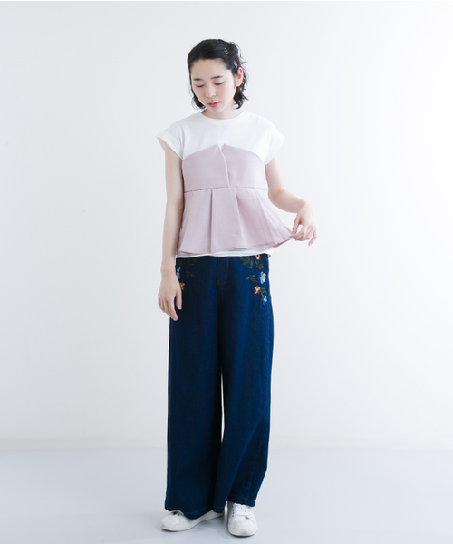 MERLOT（メルロー）の「タックフレアヘムビスチェＴシャツ618-6527（Tシャツ/カットソー・レディース・ホワイト/ピンク/ネイビー/ライトブルー/A/ブラック/オレンジ・FREE）」の18枚目の写真