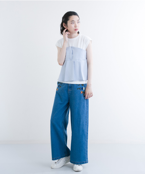 MERLOT（メルロー）の「タックフレアヘムビスチェＴシャツ618-6527（Tシャツ/カットソー・レディース・ホワイト/ピンク/ネイビー/ライトブルー/A/ブラック/オレンジ・FREE）」の19枚目の写真