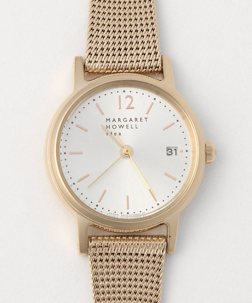 マーガレットハウエル 腕時計 ゴールド メッシュベルト スクエア