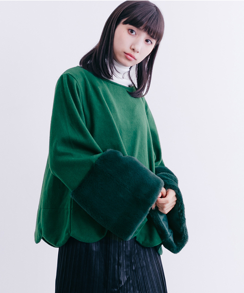 MERLOT（メルロー）の「袖ファースカラップヘムトップス7253（その他トップス・レディース・ブラック/オフホワイト/グリーン/モカ/チェリーピンク・FREE）」の9枚目の写真