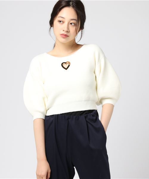 onespo(ワンスポ)の「ハート抜きコクーンスリーブTOPS(ニット/セーター・レディース・ホワイト/ブラック/ピンク・M)」の9枚目の写真