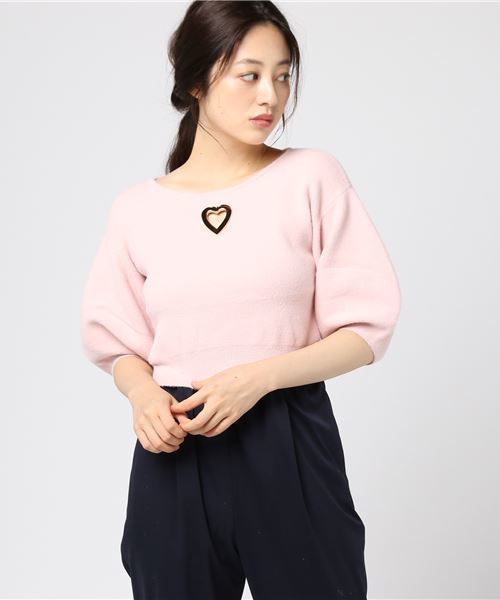 onespo(ワンスポ)の「ハート抜きコクーンスリーブTOPS(ニット/セーター・レディース・ホワイト/ブラック/ピンク・M)」の3枚目の写真