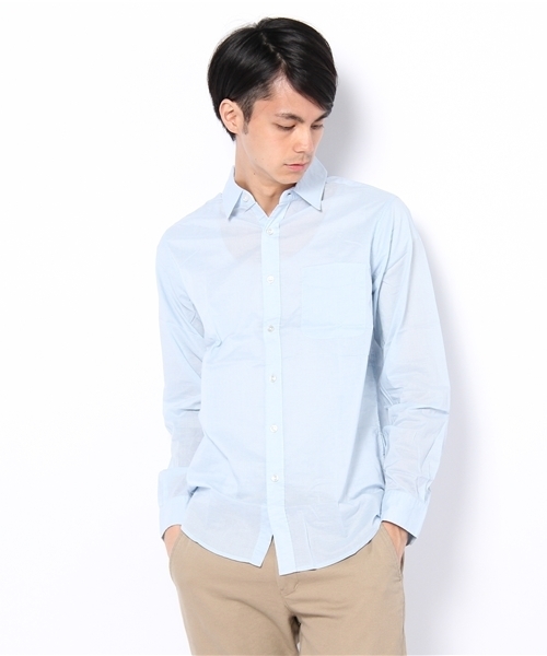 WEGO(ウィゴー)の「カラーブロードLSシャツ(シャツ/ブラウス・メンズ・ホワイト/ブラック/サックスブルー/ターコイズブルー/ブルー系その他/ロイヤルブルー/ピンク系その他/ライトピンク/ワイン/オレンジ・MEDIUM/LARGE)」の1枚目の写真