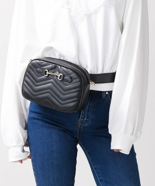 WEGO（ウィゴー）の「WEGO/2WAYキルティングヒップバッグ（ボディバッグ/ウエストポーチ・レディース・ブラック/シルバー・FREE）」の15枚目の写真