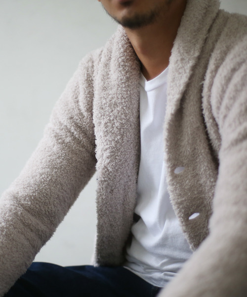 BAREFOOT DREAMS（ベアフットドリームズ）の「584 BFD-11S-010 Cozy Chic Men's School Swtr.  ◆（カーディガン/ボレロ・メンズ・ストーン/ブラック系その他/ブル－グレ－/ネイビー/キャメル/ブラウン/グレー・SMALL/MEDIUM/LARGE/X-LARGE）」の2枚目の写真