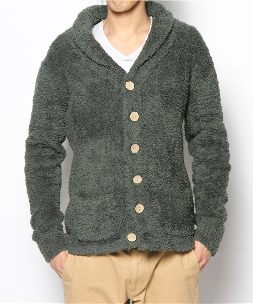 BAREFOOT DREAMS（ベアフットドリームズ）の「584 BFD-11S-010 Cozy Chic Men's School Swtr.  ◆（カーディガン/ボレロ・メンズ・ストーン/ブラック系その他/ブル－グレ－/ネイビー/キャメル/ブラウン/グレー・SMALL/MEDIUM/LARGE/X-LARGE）」の5枚目の写真