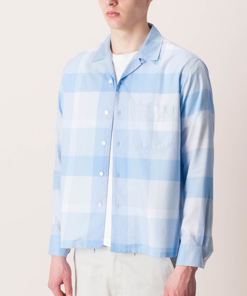 BLACK LABEL CRESTBRIDGE（ブラックレーベル・クレストブリッジ）の「ペールトーンクレストブリッジチェックオープンカラーシャツ（シャツ/ブラウス・メンズ・ブルー/ピンク系その他・LARGE/MEDIUM）」の2枚目の写真