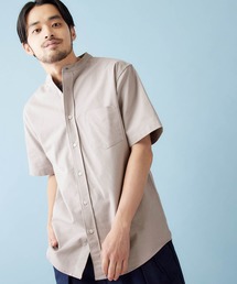 MONO-MART | バンドカラー ハイストレッチ オックスフォード シャツ(1/2 sleeve)(シャツ/ブラウス)