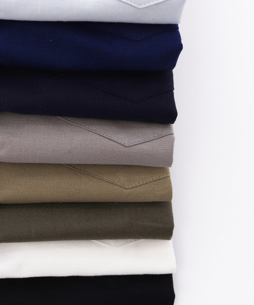 MONO-MART(モノマート)の「バンドカラー ハイストレッチ オックスフォード シャツ(1/2 sleeve)(シャツ/ブラウス・メンズ・オフホワイト/ブラック/グレー/ベージュ/オリーブドラブ/ブルー/ネイビー/サックスブルー・M/L/XL)」の9枚目の写真