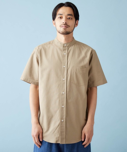 MONO-MART(モノマート)の「バンドカラー ハイストレッチ オックスフォード シャツ(1/2 sleeve)(シャツ/ブラウス・メンズ・オフホワイト/ブラック/グレー/ベージュ/オリーブドラブ/ブルー/ネイビー/サックスブルー・M/L/XL)」の21枚目の写真