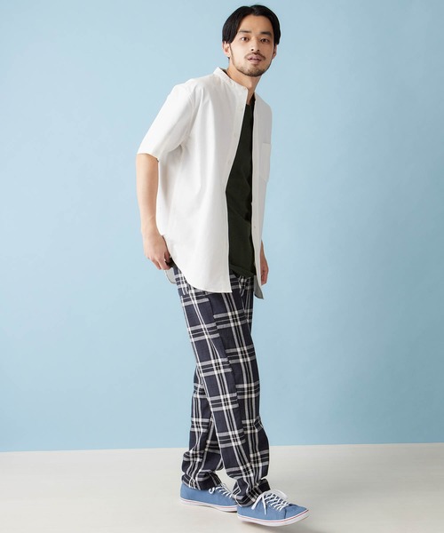 MONO-MART(モノマート)の「バンドカラー ハイストレッチ オックスフォード シャツ(1/2 sleeve)(シャツ/ブラウス・メンズ・オフホワイト/ブラック/グレー/ベージュ/オリーブドラブ/ブルー/ネイビー/サックスブルー・M/L/XL)」の18枚目の写真