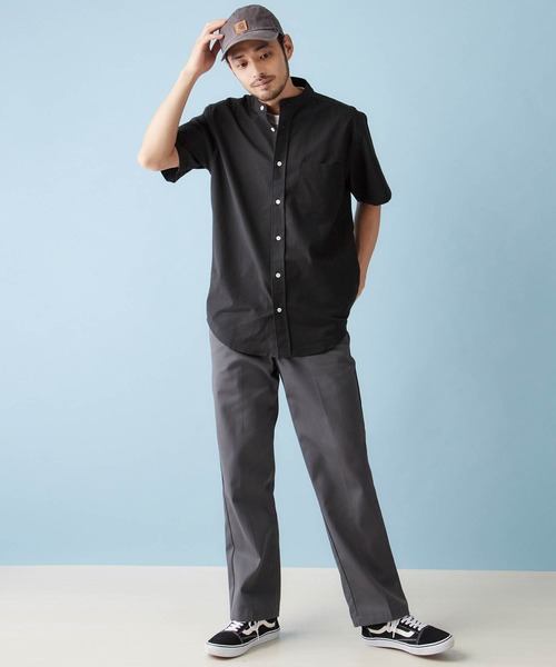 MONO-MART(モノマート)の「バンドカラー ハイストレッチ オックスフォード シャツ(1/2 sleeve)(シャツ/ブラウス・メンズ・オフホワイト/ブラック/グレー/ベージュ/オリーブドラブ/ブルー/ネイビー/サックスブルー・M/L/XL)」の17枚目の写真