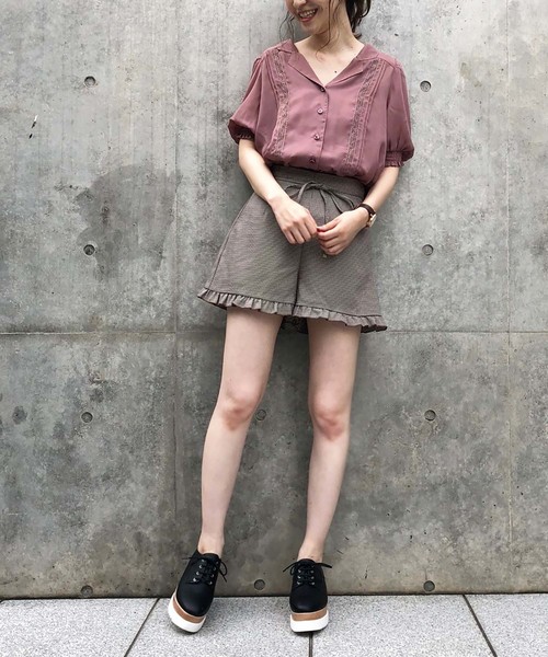 one after another NICE CLAUP（ワンアフターアナザーナイスクラップ）の「フリルショートパンツ（その他パンツ・レディース・ベージュ/ネイビー/オレンジ系その他/チェック・FREE）」の5枚目の写真