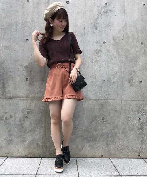 one after another NICE CLAUP（ワンアフターアナザーナイスクラップ）の「フリルショートパンツ（その他パンツ・レディース・ベージュ/ネイビー/オレンジ系その他/チェック・FREE）」の6枚目の写真