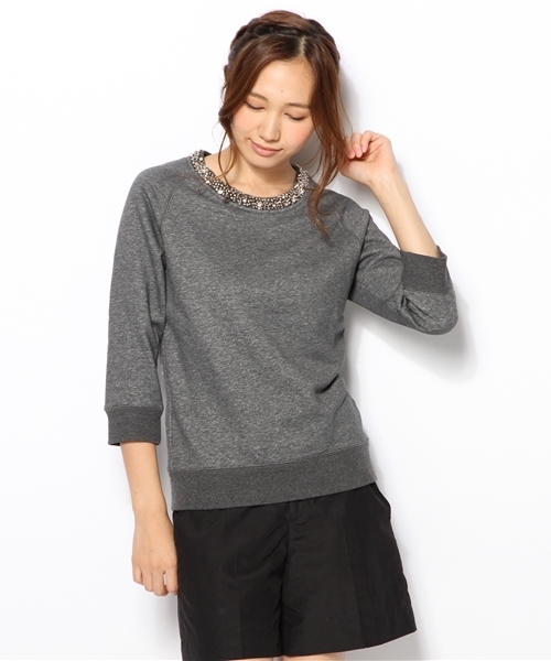 Jewel Changes（ジュエルチェンジズ）の「JC 裏毛 装飾付き ラグラン 7/S / スウェット　п / CLASSY. / BAILA / バイラ（スウェット・レディース・グレー/ダークグレー・フリー）」の9枚目の写真