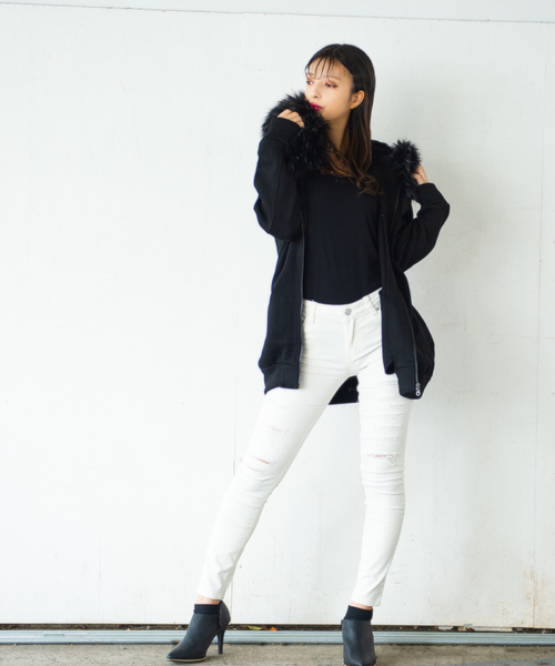 ROGER AND RAW(ロジャーアンドロウ)の「Roger&Raw/MIX起毛ファージャケット フードファーパーカー(パーカー・レディース・グレー/ブラック×カーキ/ブラック・M)」の10枚目の写真