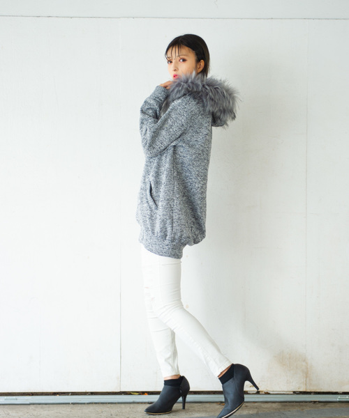 ROGER AND RAW(ロジャーアンドロウ)の「Roger&Raw/MIX起毛ファージャケット フードファーパーカー(パーカー・レディース・グレー/ブラック×カーキ/ブラック・M)」の19枚目の写真