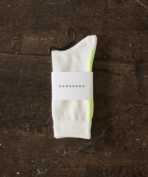 HARUSAKU(ハルサク)の「HARUSAKU / SIngle Back LIne Socks:ハルサク メンズシングル バックライン ソックス(ソックス/靴下・メンズ・ブラック/ブラウン/オフホワイト/ブルー/ライトグリーン/ホワイト系その他/ブラウン系その他/チャコールグレー/レッド/イエロー系その他/ネイビー/ライトグレー/ダークグレー/アッシュグレー/イエロー/ピンク/サックスブルー/ピンク系その他/オレンジ・M/L/S)」の14枚目の写真