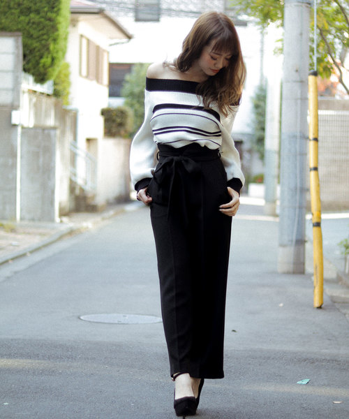 LIPSERVICE（リップサービス）の「センタープレスリボンベルトワイドパンツ（その他パンツ・レディース・ブラック/ピンクベージュ/その他1・S/M）」の6枚目の写真