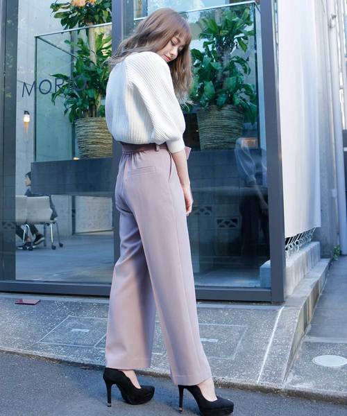 LIPSERVICE（リップサービス）の「センタープレスリボンベルトワイドパンツ（その他パンツ・レディース・ブラック/ピンクベージュ/その他1・S/M）」の7枚目の写真