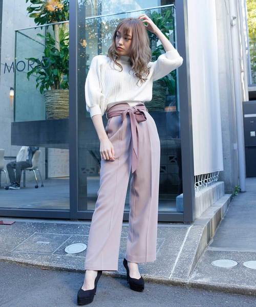 LIPSERVICE（リップサービス）の「センタープレスリボンベルトワイドパンツ（その他パンツ・レディース・ブラック/ピンクベージュ/その他1・S/M）」の8枚目の写真