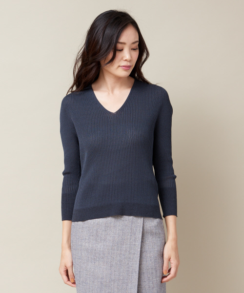 qualite（カリテ）の「リネンコットンドレープニット（ニット/セーター・レディース・ホワイト/ダークグリーン/ベージュ/ライム・フリー）」の6枚目の写真