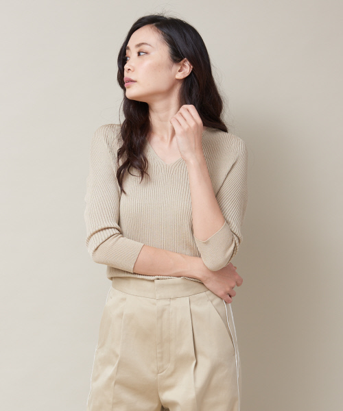 qualite（カリテ）の「リネンコットンドレープニット（ニット/セーター・レディース・ホワイト/ダークグリーン/ベージュ/ライム・フリー）」の16枚目の写真