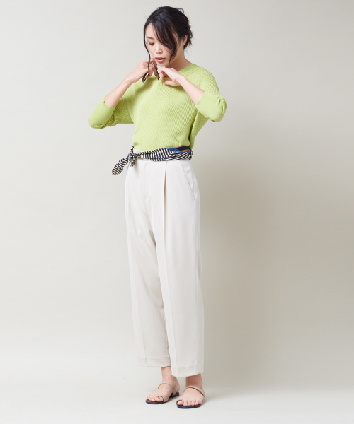 qualite（カリテ）の「リネンコットンドレープニット（ニット/セーター・レディース・ホワイト/ダークグリーン/ベージュ/ライム・フリー）」の21枚目の写真