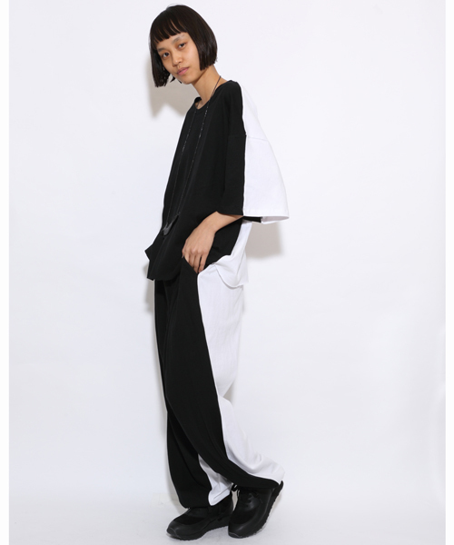 i（アイ）の「FB配色カットパンツ（その他パンツ・レディース・ホワイト/ブラック・ﾌﾘ-）」の3枚目の写真