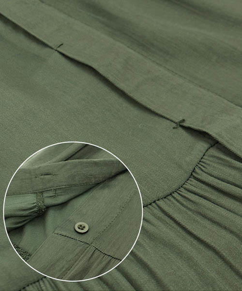 Pierrot（ピエロ）の「ティアードノーカラー シャツワンピース（ワンピース・レディース・ライトベージュ/カーキ/ネイビー・M）」の9枚目の写真