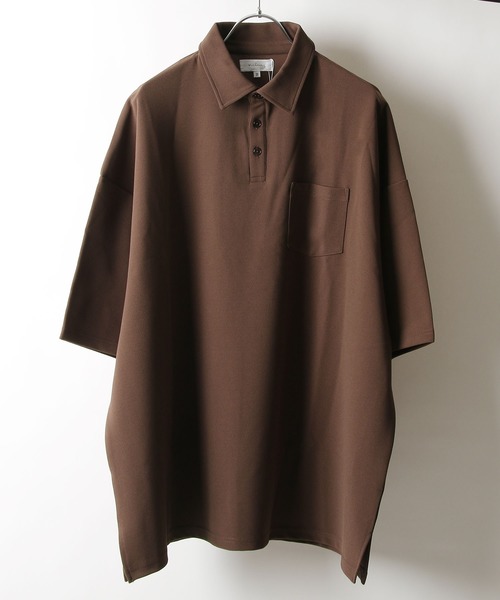NILWAY（ニルウェイ）の「ジョーゼットビッグポロシャツ【イージーケア】（ポロシャツ・メンズ・ベージュ/ブラック/ネイビー/グレー/ブラウン・MEDIUM/LARGE）」の3枚目の写真