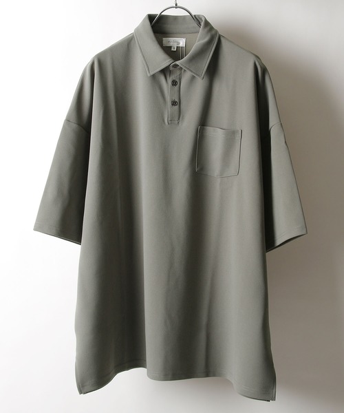 NILWAY（ニルウェイ）の「ジョーゼットビッグポロシャツ【イージーケア】（ポロシャツ・メンズ・ベージュ/ブラック/ネイビー/グレー/ブラウン・MEDIUM/LARGE）」の2枚目の写真