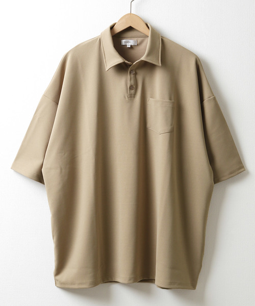 NILWAY（ニルウェイ）の「ジョーゼットビッグポロシャツ【イージーケア】（ポロシャツ・メンズ・ベージュ/ブラック/ネイビー/グレー/ブラウン・MEDIUM/LARGE）」の11枚目の写真