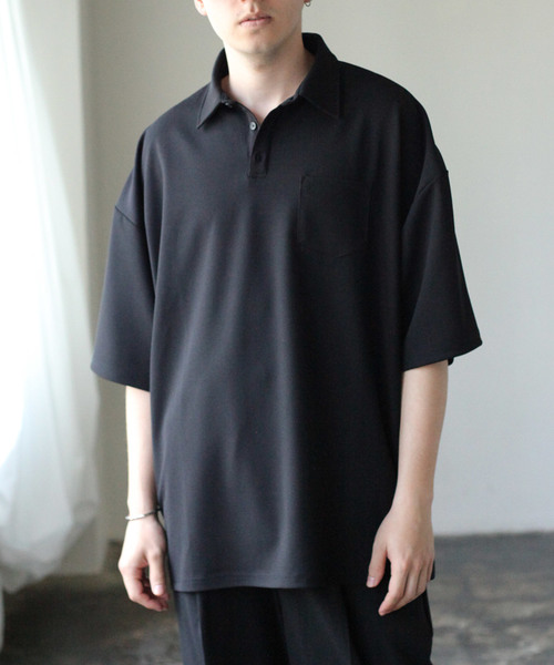 NILWAY（ニルウェイ）の「ジョーゼットビッグポロシャツ【イージーケア】（ポロシャツ・メンズ・ベージュ/ブラック/ネイビー/グレー/ブラウン・MEDIUM/LARGE）」の15枚目の写真